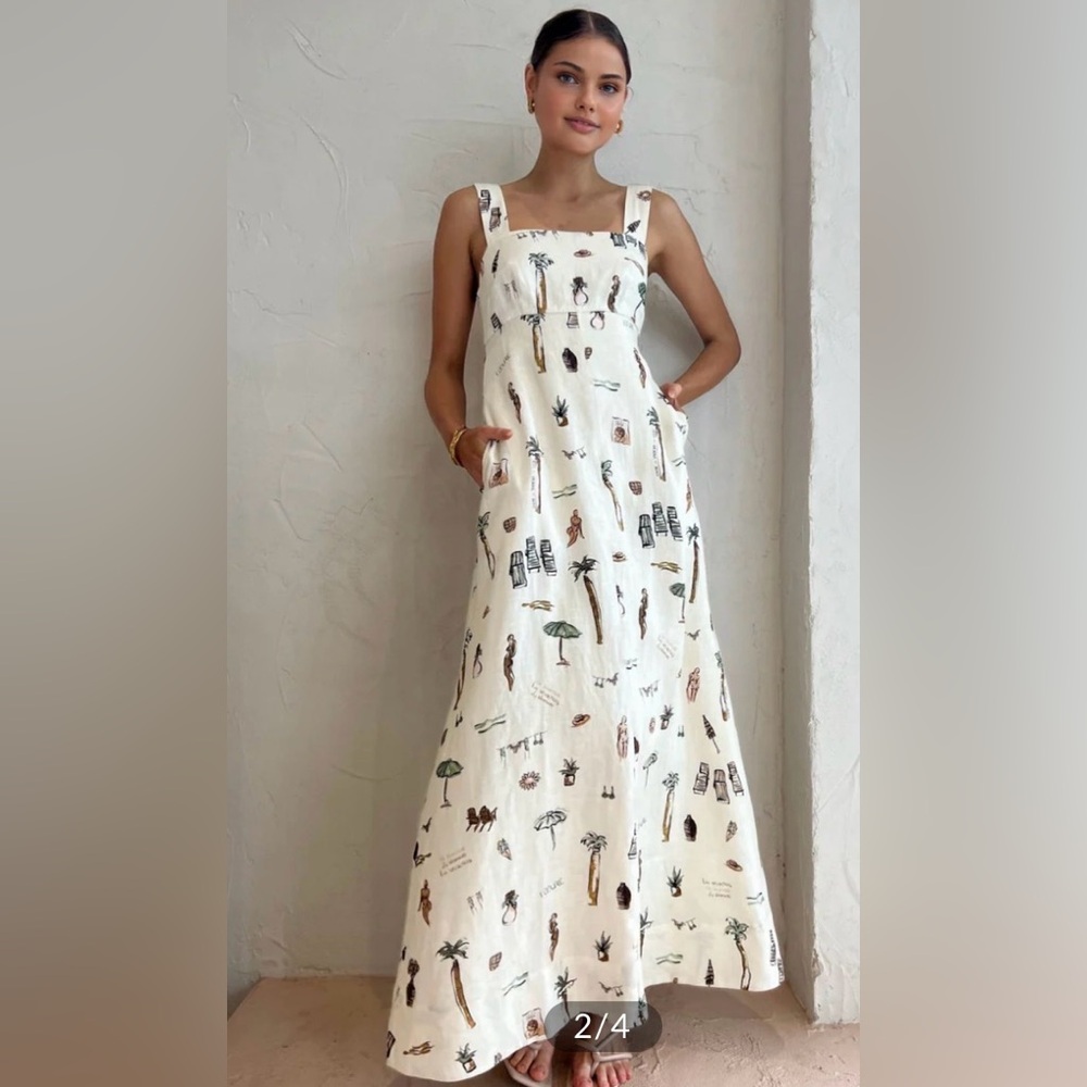 Tropical printed knot long dress - Picture 2 of 4